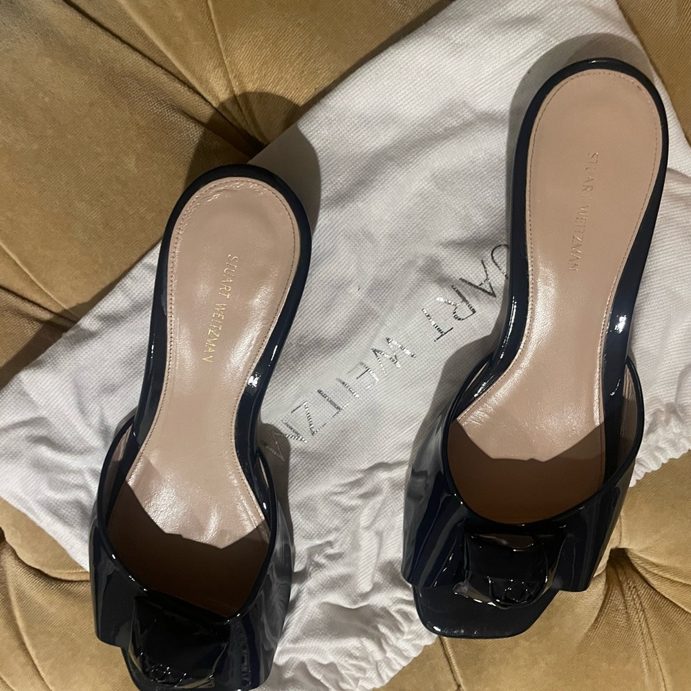 Stuart Weitzman Black Patent Mules
